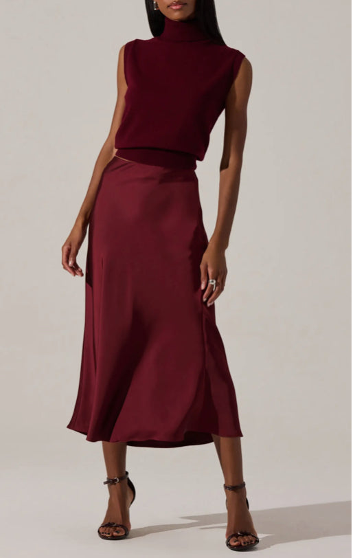 Windey Satin Midi Skirt