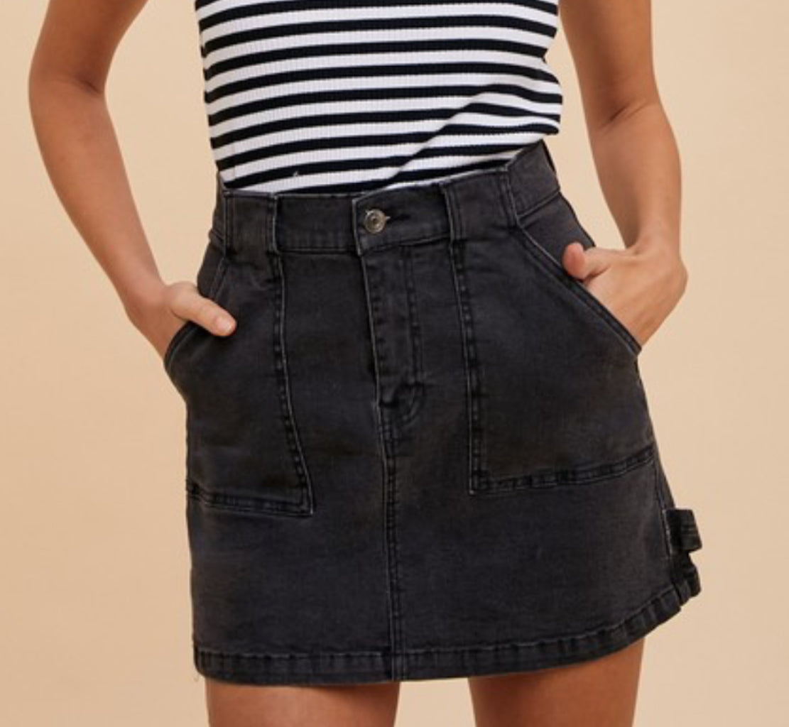 Cargo Denim Mini Skirt