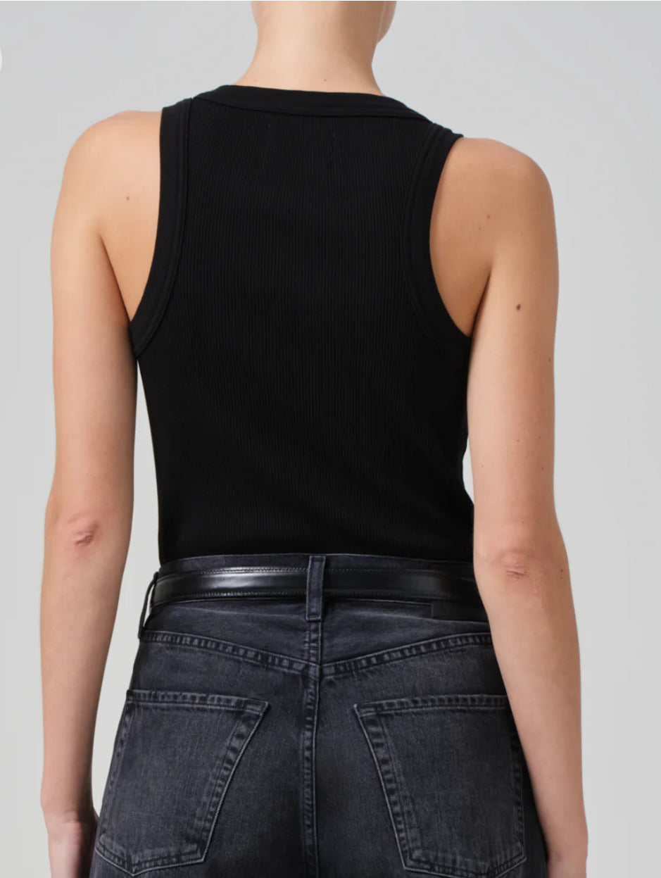 Isabel Rib Tank in Black