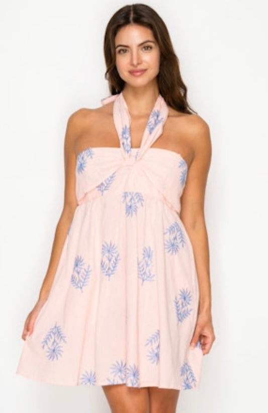 Azure Leaf Mini Dress