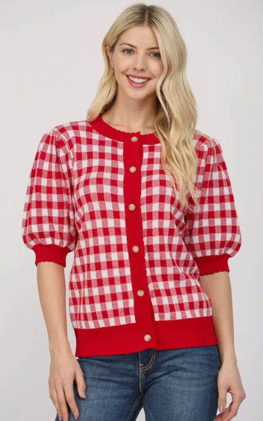 Gingham Cardigan