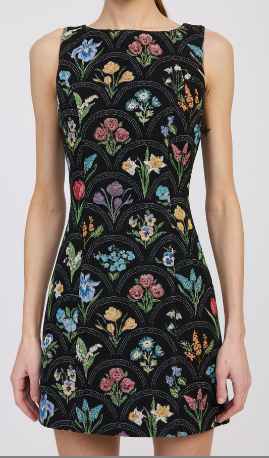 Daphne Sheath Mini Dress Black Multi