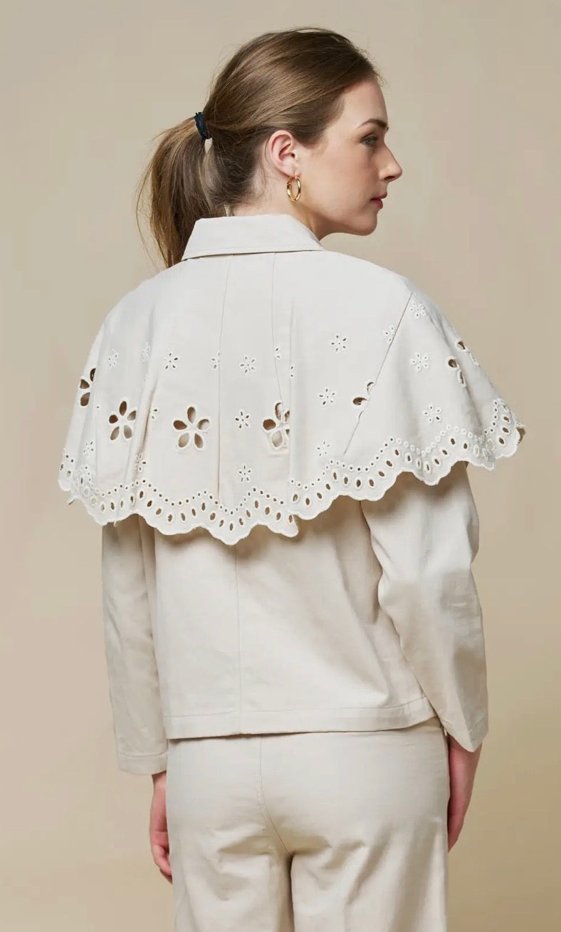 Floral Embroidered Peter Pan Collar Jacket