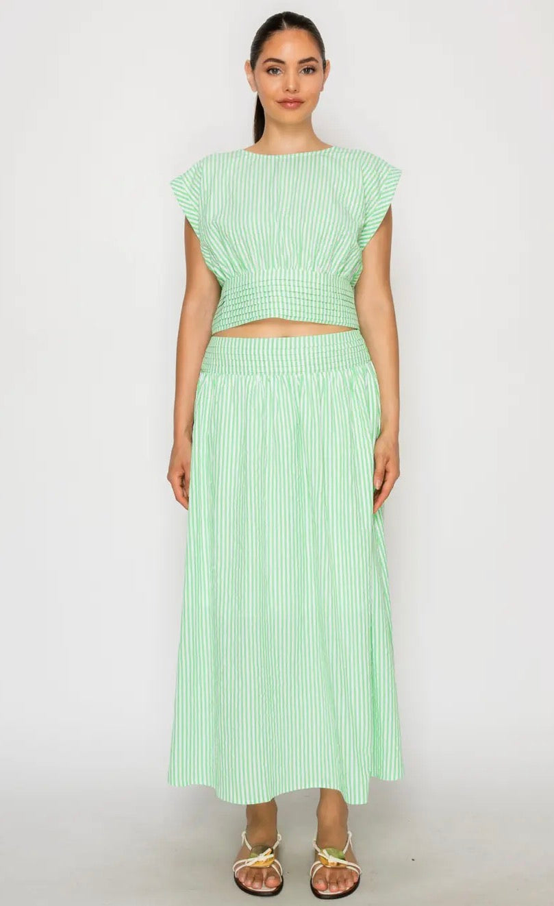 Seersucker Midi Skirt Set