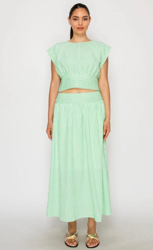 Seersucker Midi Skirt Set