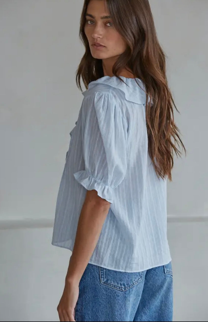 Woven Cotton Ruffle Top