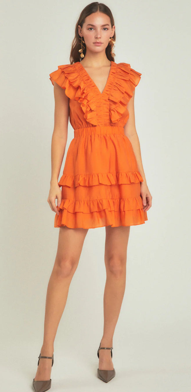 Ruffle Detail Mini Dress