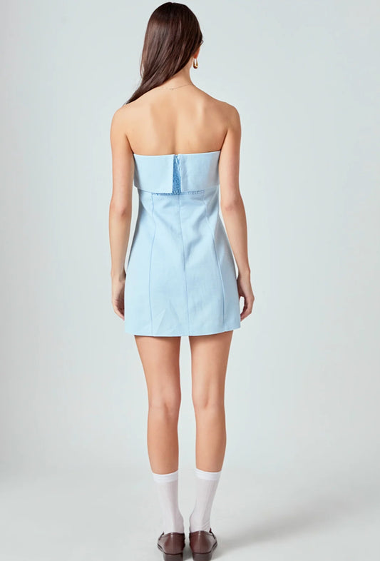 Folded Panel Linen Mini Dress