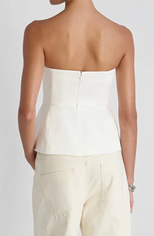 York Satin Flare Strapless Top