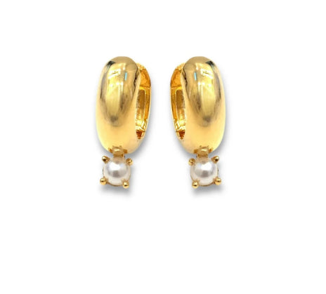 Harper Gold Huggie with Pearl