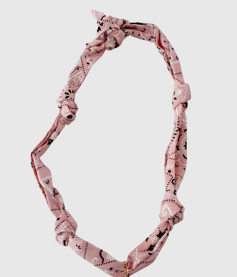 Pink Bandana Necklace with Butterly Charm