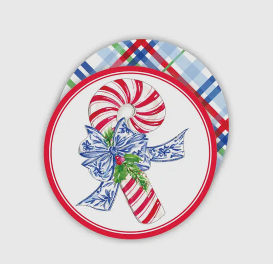 Candy Cane Blue Bow Coasters