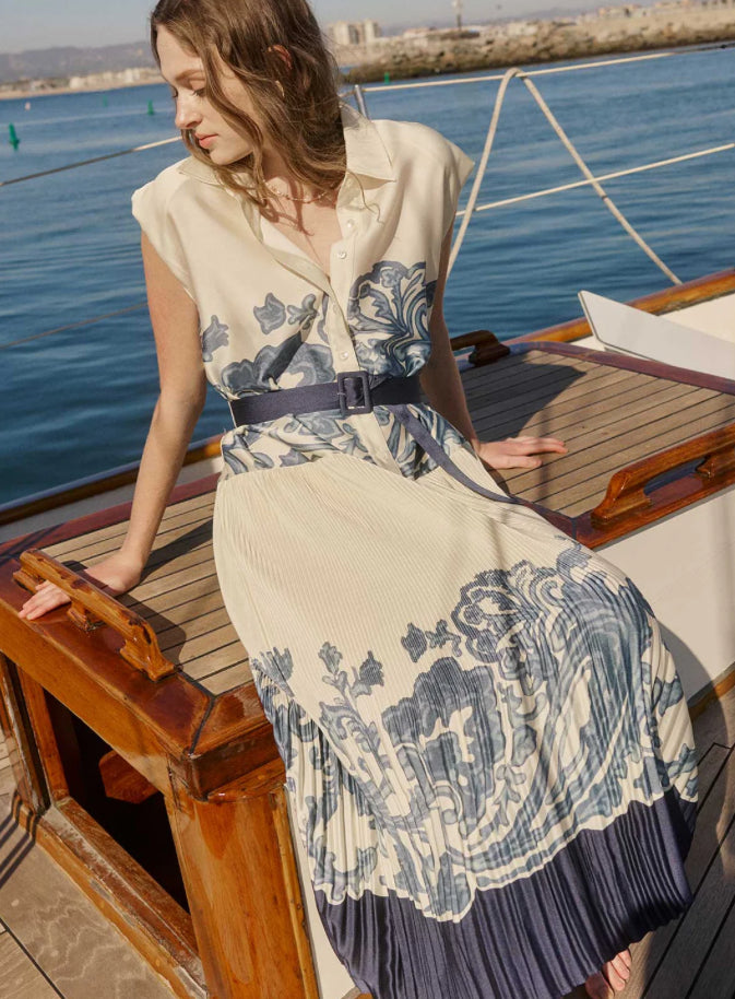 Belted Paisley Maxi Dress