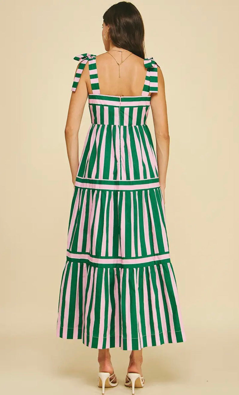 Green & Pink Stripe Maxi