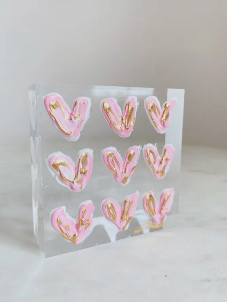 Hearts on Acrylic Block