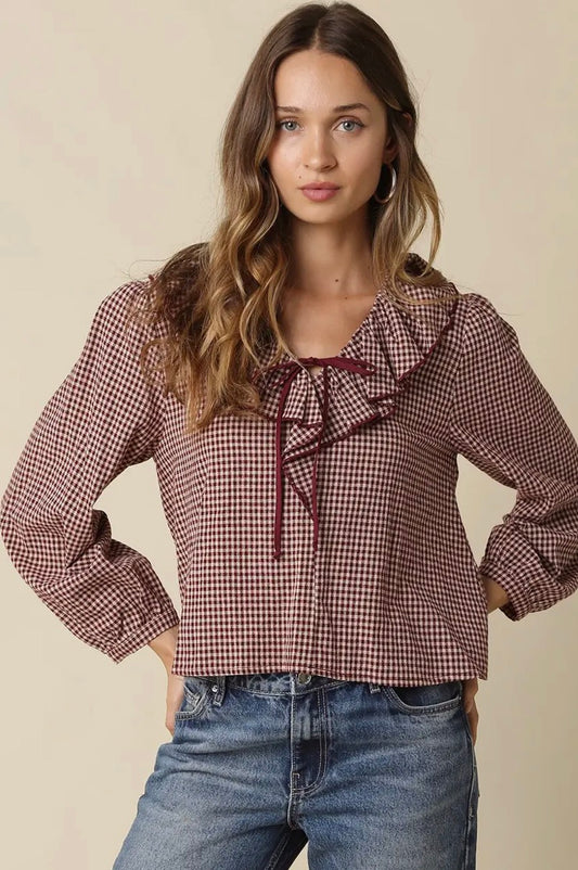 Pirate Collar Tie Neck Top