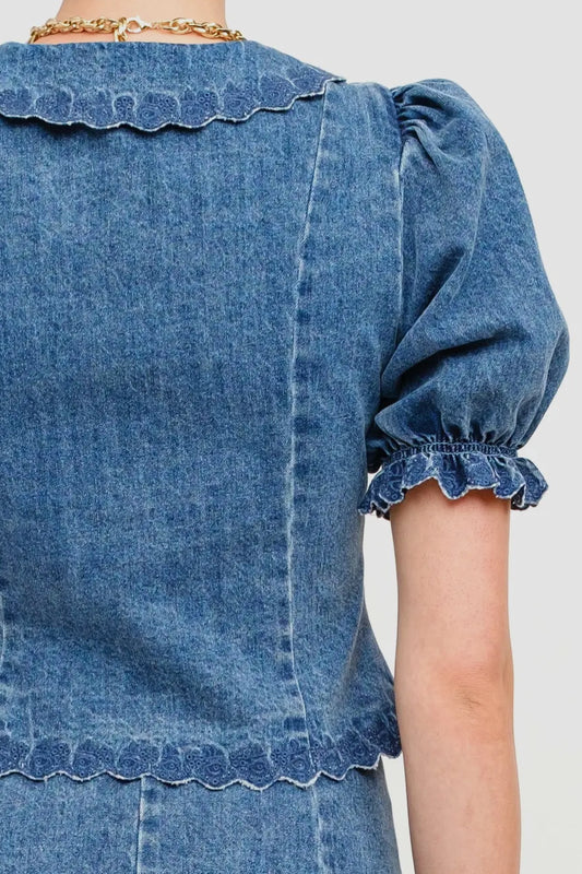 Jaelynn Denim Top Medium Wash