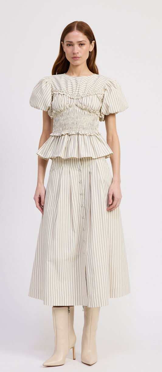 Azra Top in Ivory & Navy Stripe