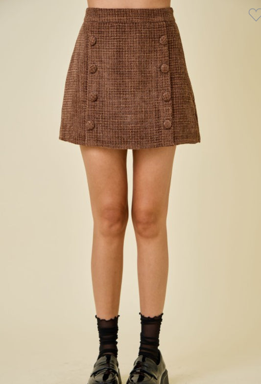 Brown Tweed Button Mini