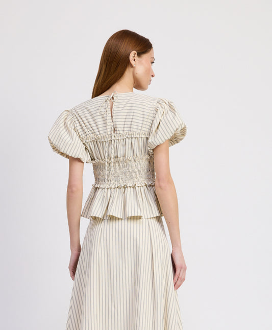 Azra Top in Ivory & Navy Stripe