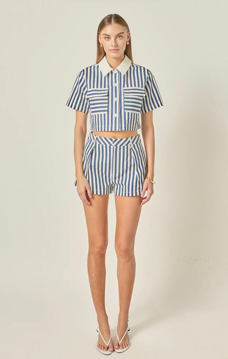 Nautical Striped Crop