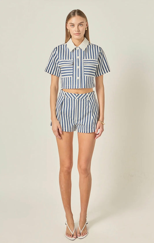 Nautical Striped Crop