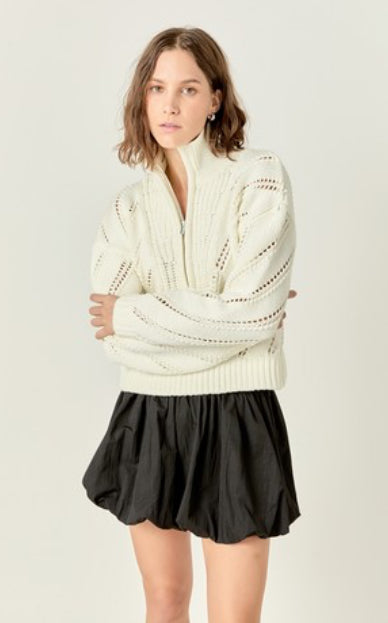 Cream Quarter Zip Sweater