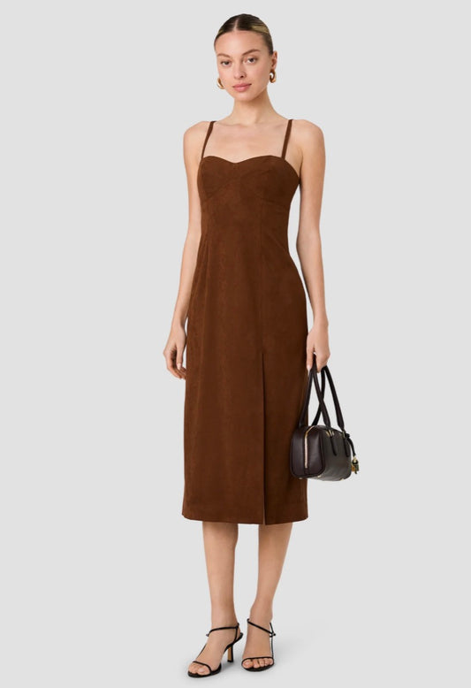 Sonja Suede Slit Midi Dress