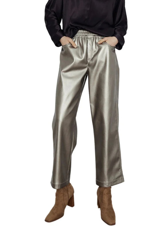 Harlow Metallic Sage Faux Leather Pant