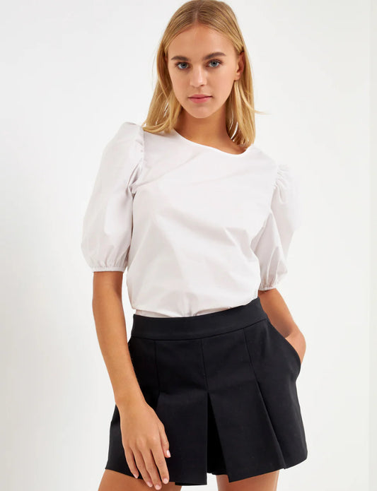 Poplin Puffed Sleeve Top