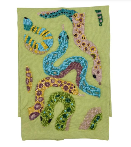 Snakes Beaded Tea Towel