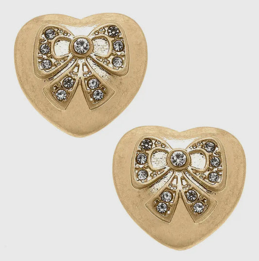 Rylan Pavé Bow Heart Stud Earring