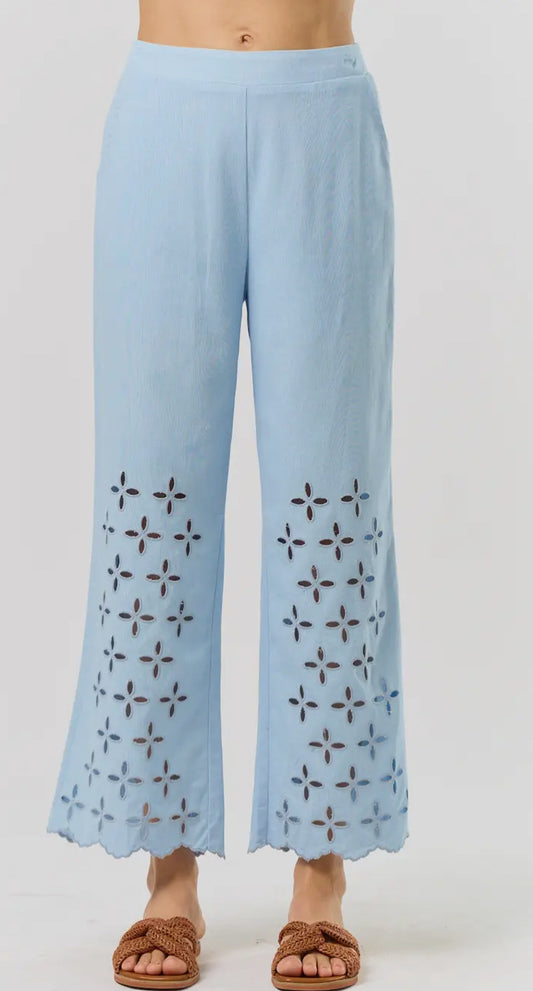 Scalloped Embroidered Pants
