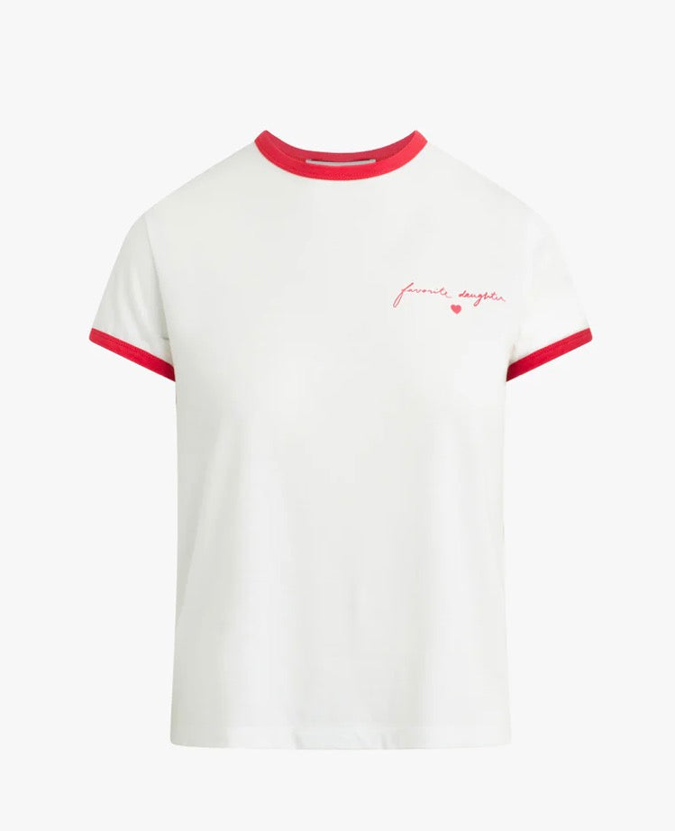 Favorite Daughter Ringer Tee White/Rouge