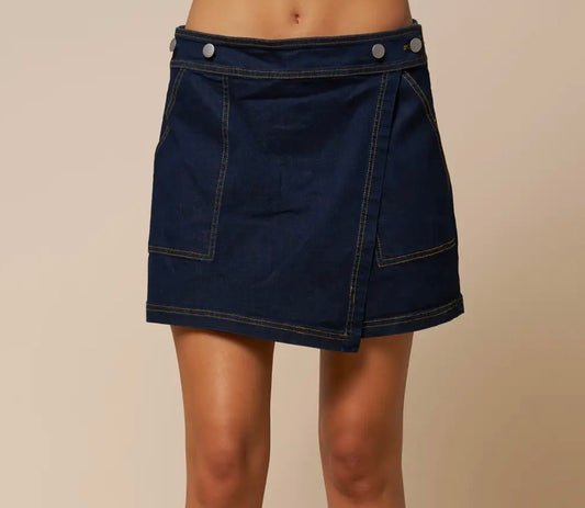 Dark Denim Wrap Skort