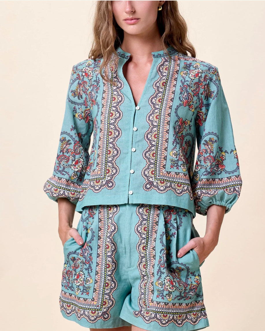 Cleobella Noelle Blouse in Bleura Print-M