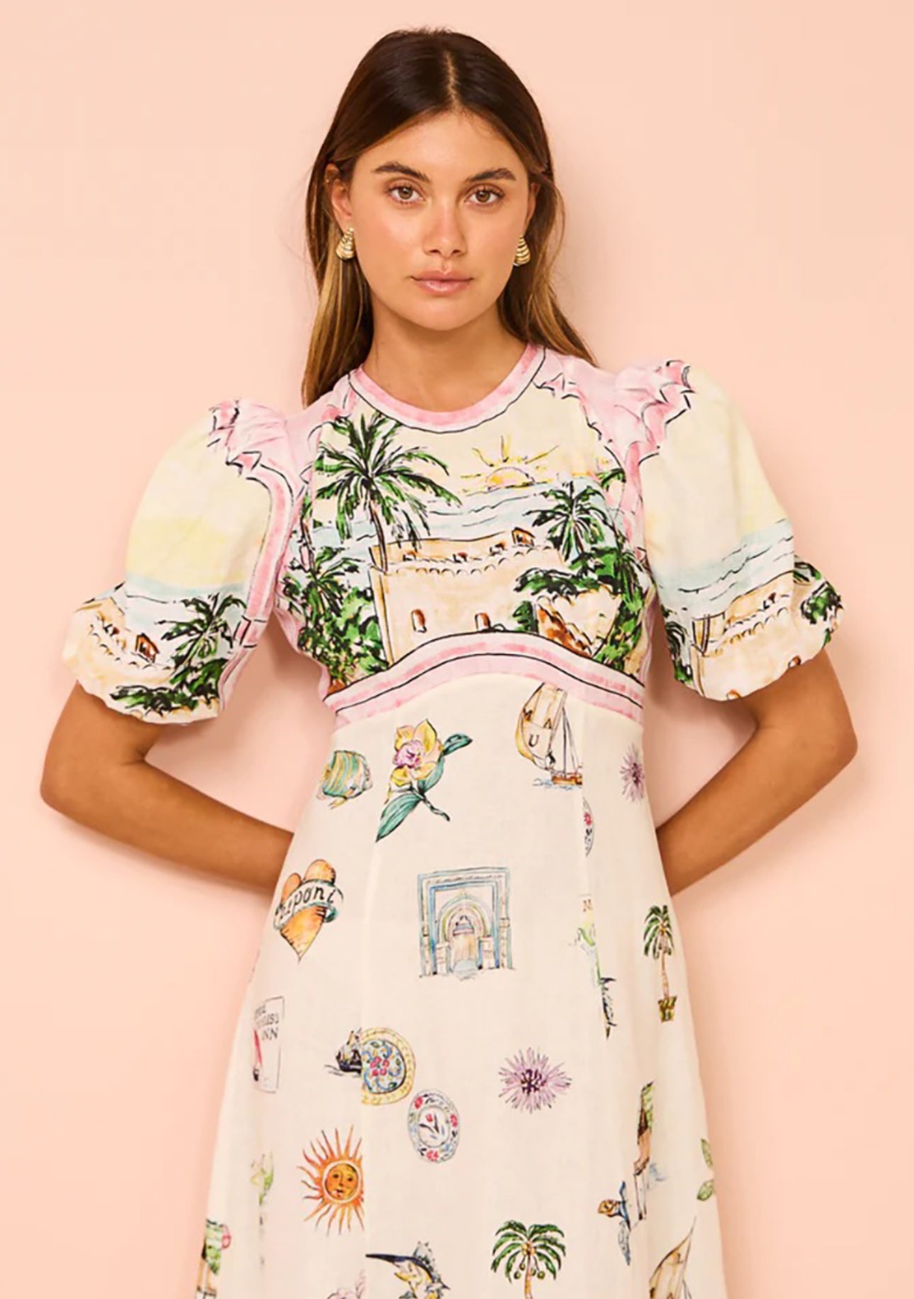 Paradise Print Midi Dress