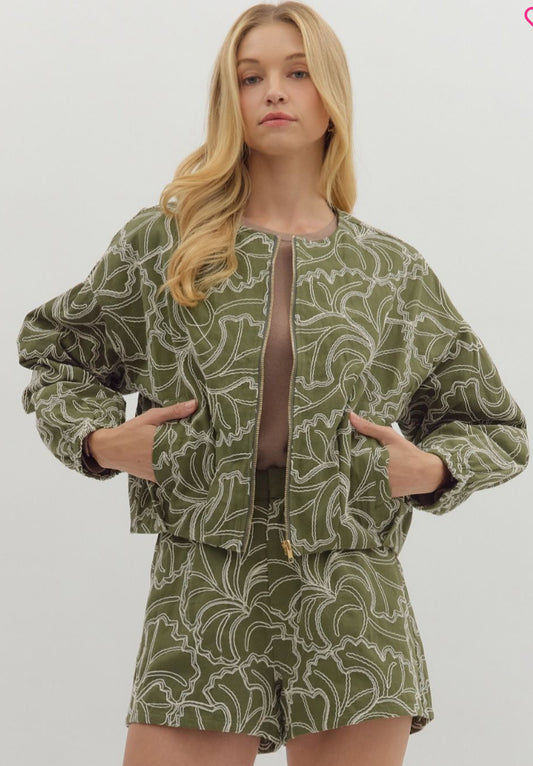 Olive Embroidered Jacket