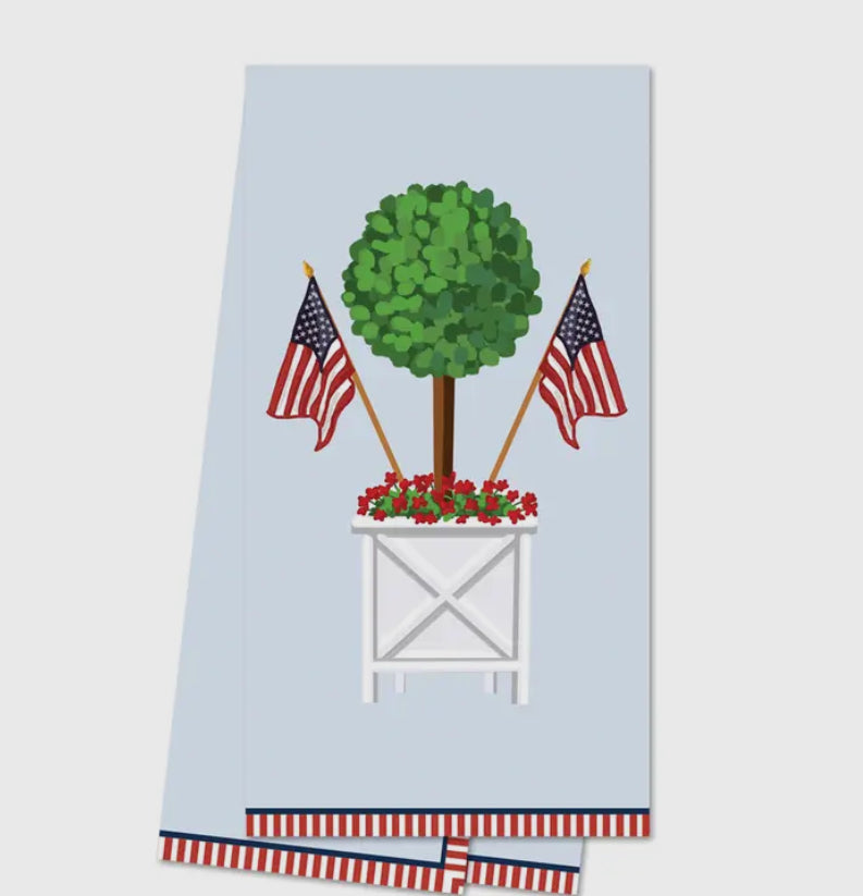Patriotic Topiary Tree Icon Tea Towel
