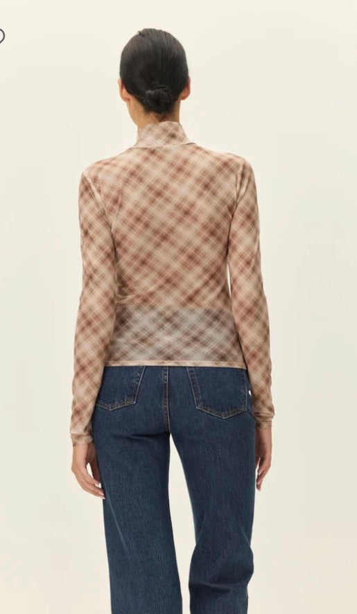 Bourbon Mesh Turtleneck Top