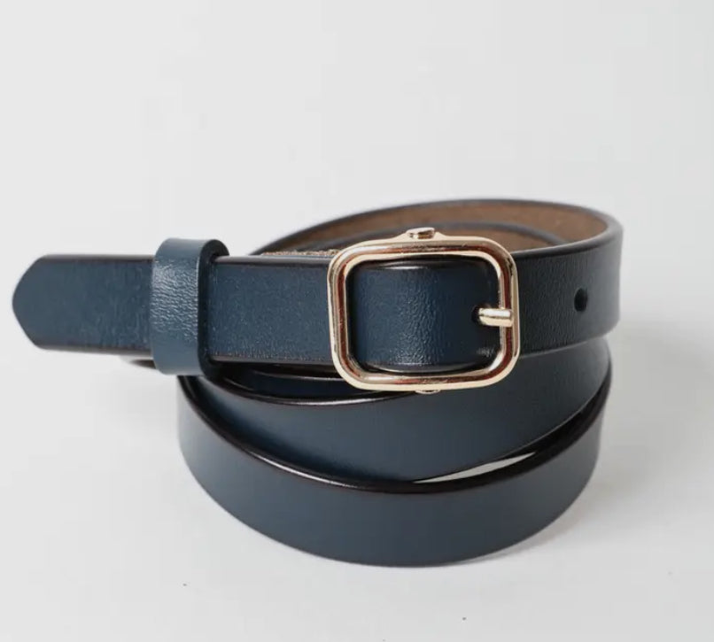 Navy Classic Leather Belt