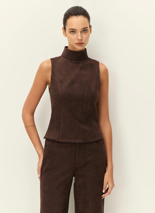 Etienne Faux Suede Top