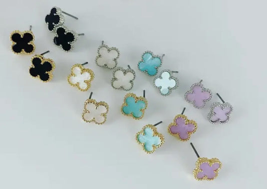 Mother of Pearl Clover Leaf Earrings