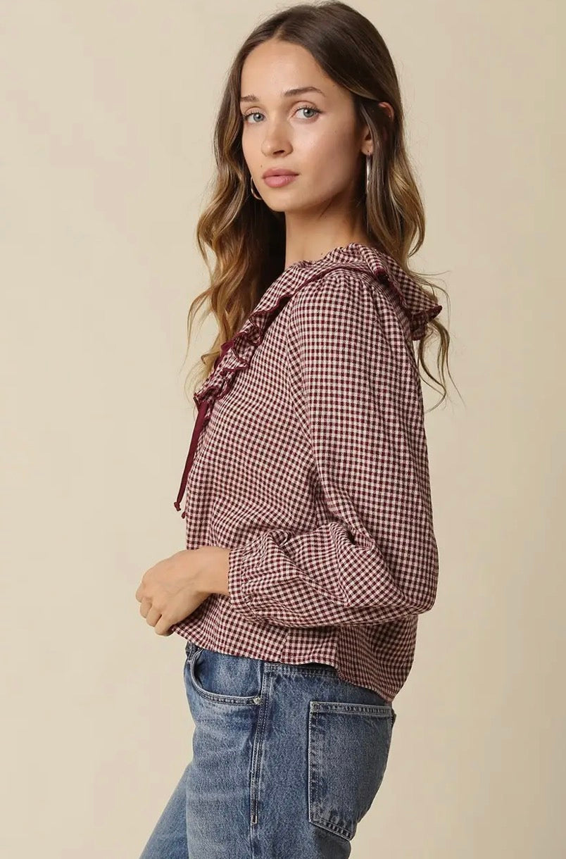 Pirate Collar Tie Neck Top