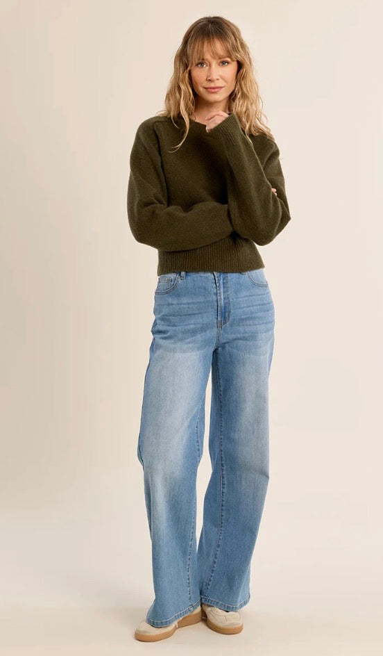 Dark Khaki Cropped Sweater