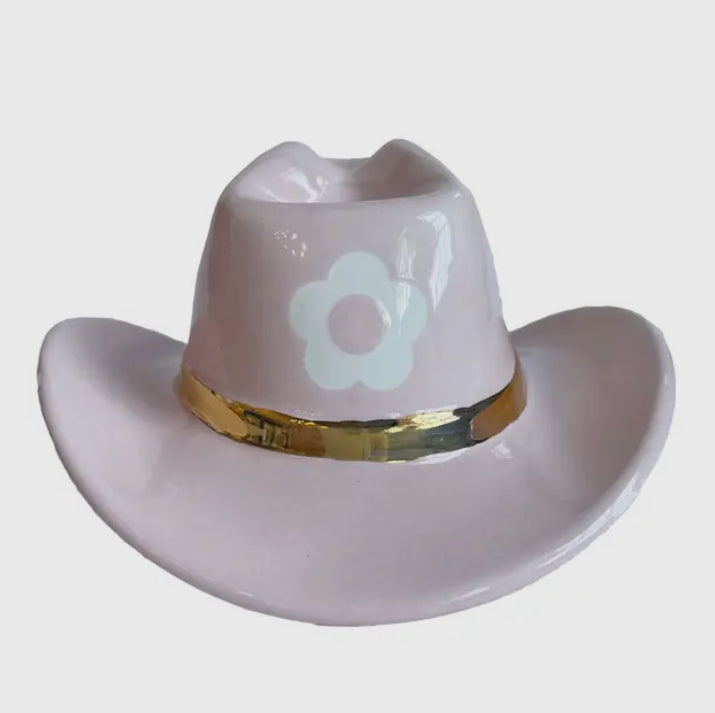 Cherry Blossom Ceramic Cowboy Hat with Star Accent