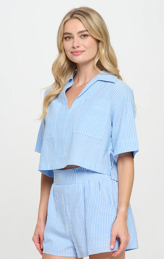 Cerulean Blue Stripe Set