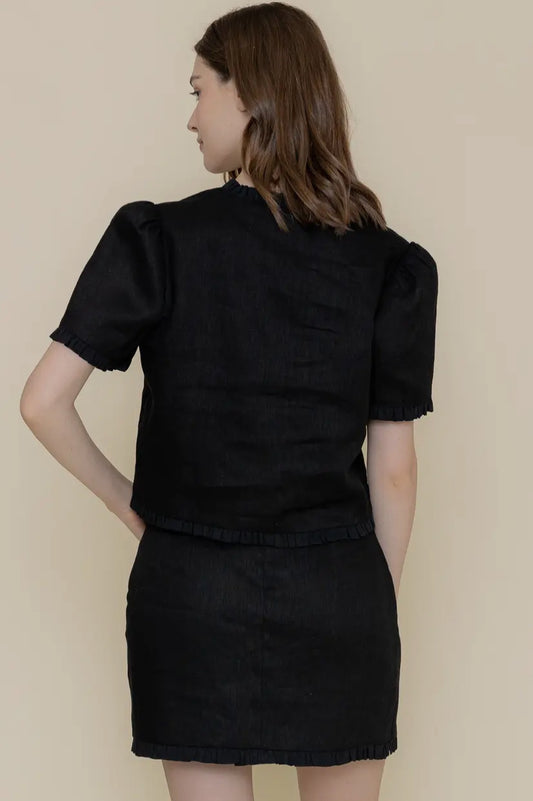Ruffle Linen Blouse