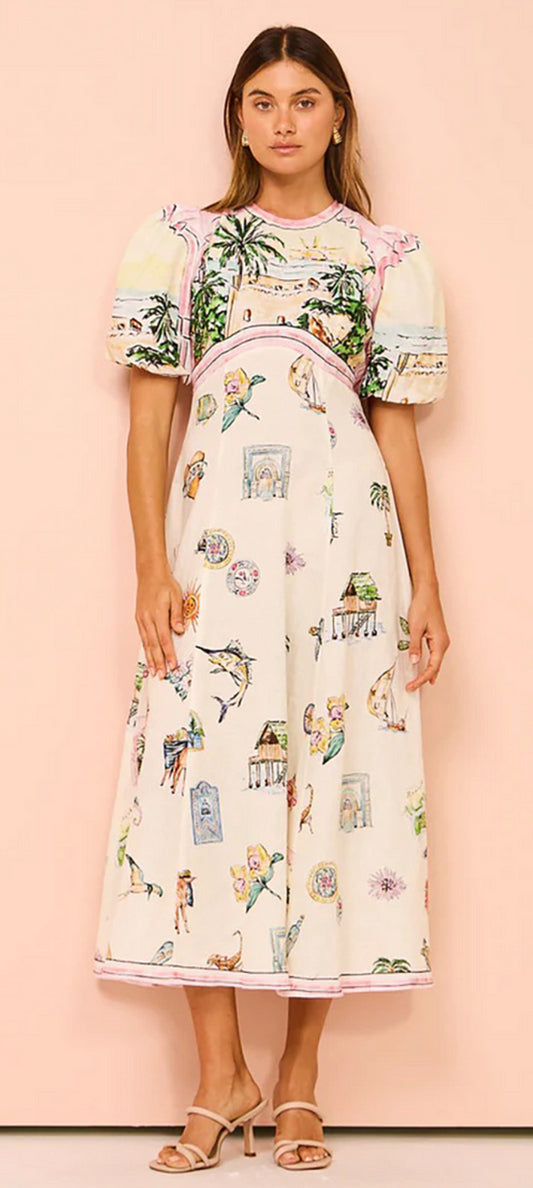 Paradise Print Midi Dress