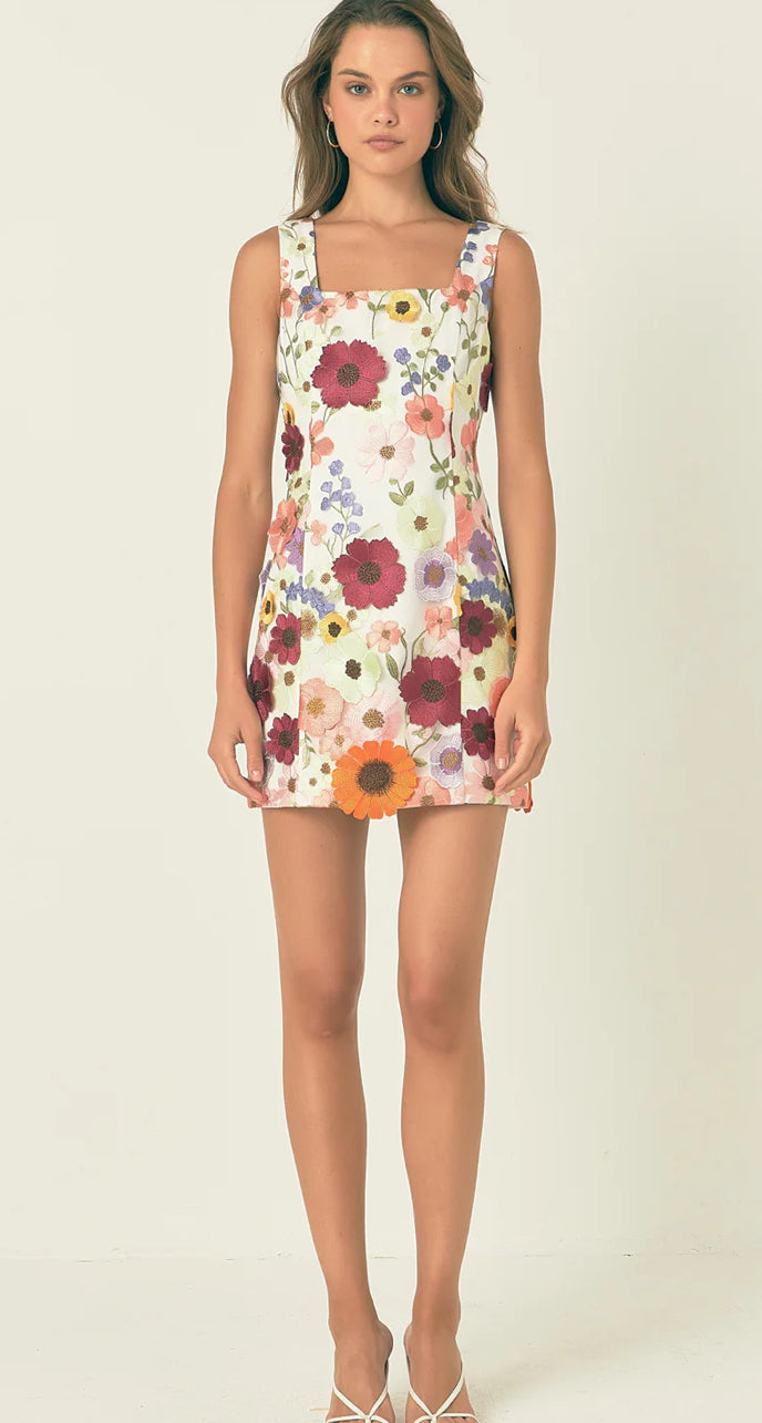 Floral Embroidered Mini Dress